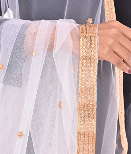 Image of YOUTHQUAKE Women's Embroidered Net Dupatta