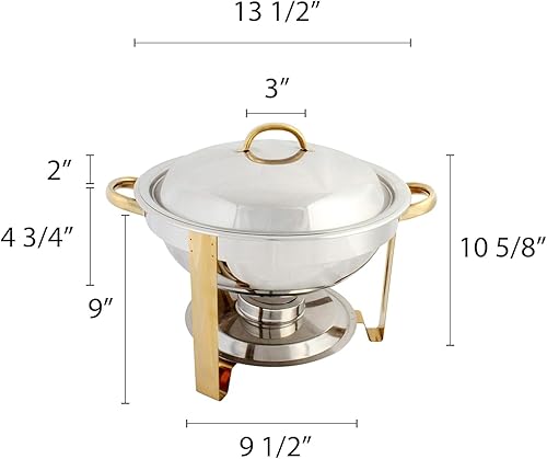 Miniatura 7 de TrueCraftware  Plato ovalado de 6 cuartos de galón, acento dorado, acero inoxidable con bandeja de agua, bandeja de alimentos, soporte de