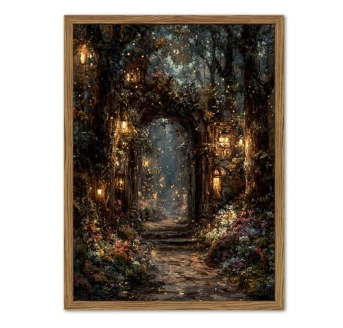 Vintage Mystical Woodland Wall Art Enchanted Fairy Portal Forest Wall