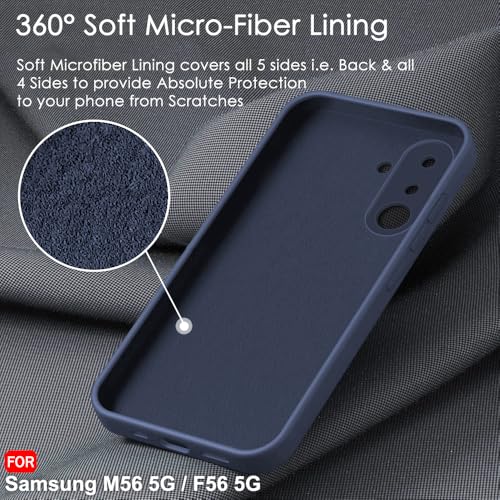 Image of TheGiftKart Liquid Silicone Back Cover Case for Samsung Galaxy M56 5G / F56 5G | Soft Micro-Fibre Lining Inside | Camera & Screen Protection | Shockproof Back Cover Case (Silicone, Blue)