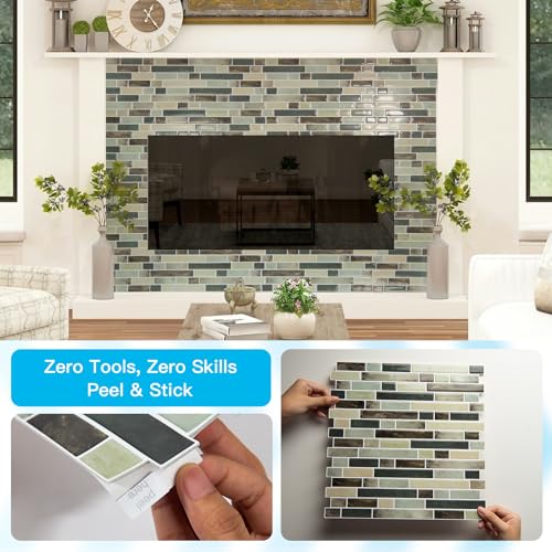 Art3d 10-Sheet Heavy-Duty Peel and Stick Backsplash, Waterproof Wall Tiles Stick on Kitchen Backsplash Living Space, Dark Brown by Art3d - Image 8