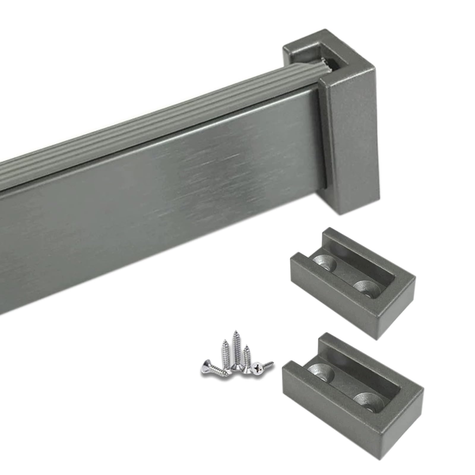Heavy Duty Closet Rod, Customizable Hanging Rods & Aluminum Clothe Garment Bar with Flange Set, Cuttable Wardrobe Poles for Laundry/Balcony/RV(Dark Gray,Closet Width 50cm/19.7")