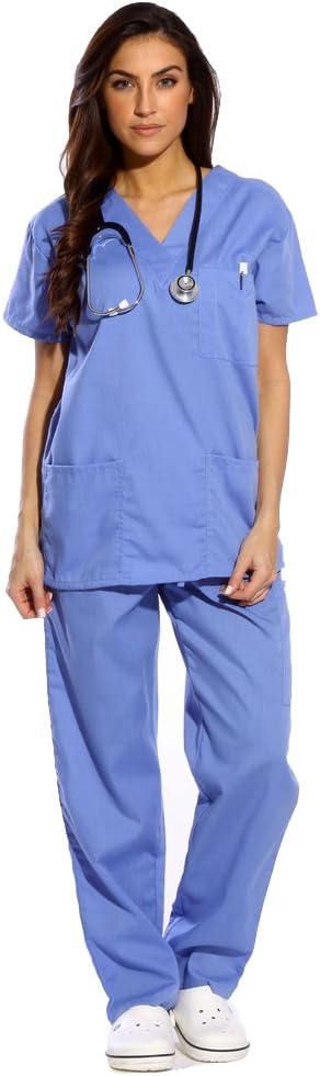 Women's Six Pocket Medical Scrubs Set (V-Neck with Cargo Pant)