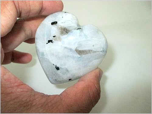 Miniatura 3 de Jet Rainbow Moonstone - Libreta con forma de corazón, sin piedras, para terapia de cristal, espiritual, curación de chakra, equilibrio de energía,