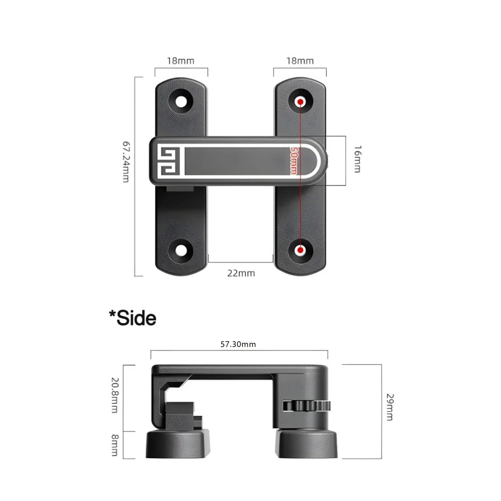 2PCS for Uso Domestico Hasp 90° Serratura Della Porta Fermo Regolazione Girevole Bagno Scorrevole Fibbia Senza Punzonatura Per Porte Finestre