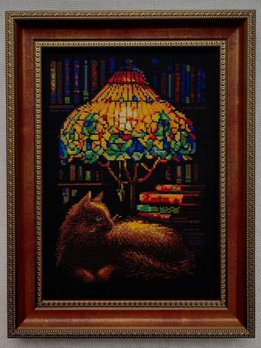 Image of RIOLIS - Book Evening 2281, Cat Cross Stitch Kits 8 inchx11, Cross Stitch Kits for Beginners & Advanced, Crossstitching Kit Adult, Animals Embroidery Counted Stitching Kit