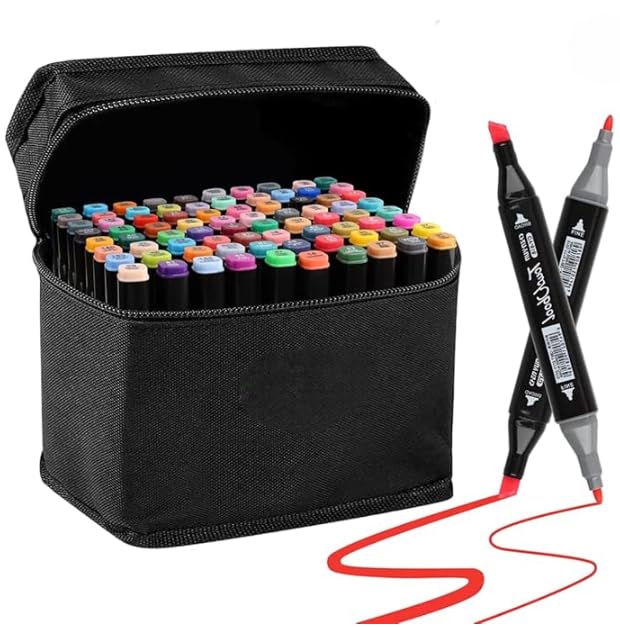 Caneta Ponta Dupla Touch para Colorir Marcadores Conjunto de 48 Cores Cores Sortidas Estojo Organizador Canetinhas Escolar Duas Pontas