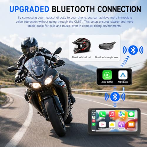 Image of Spedal Motorcycle CarPlay Screen 6.25 inch, Wireless Apple CarPlay & Android Auto Display, 900-Nit Sunlight-Readable Touchscreen, IP67 Waterproof GPS Navigation Screen with Bluetooth, Voice Control