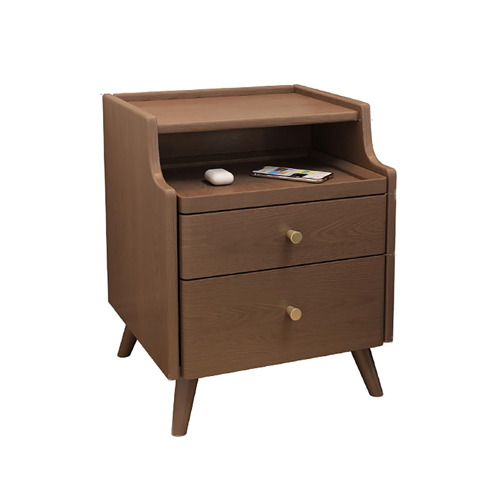 SXZenSpace Wooden Night Stand, Narrow Bedside Table, End Table with 2 Storage Drawers, Suitable for Bedroom, Living Room and Office (Color : Black Walnut 40cm/15.7in)