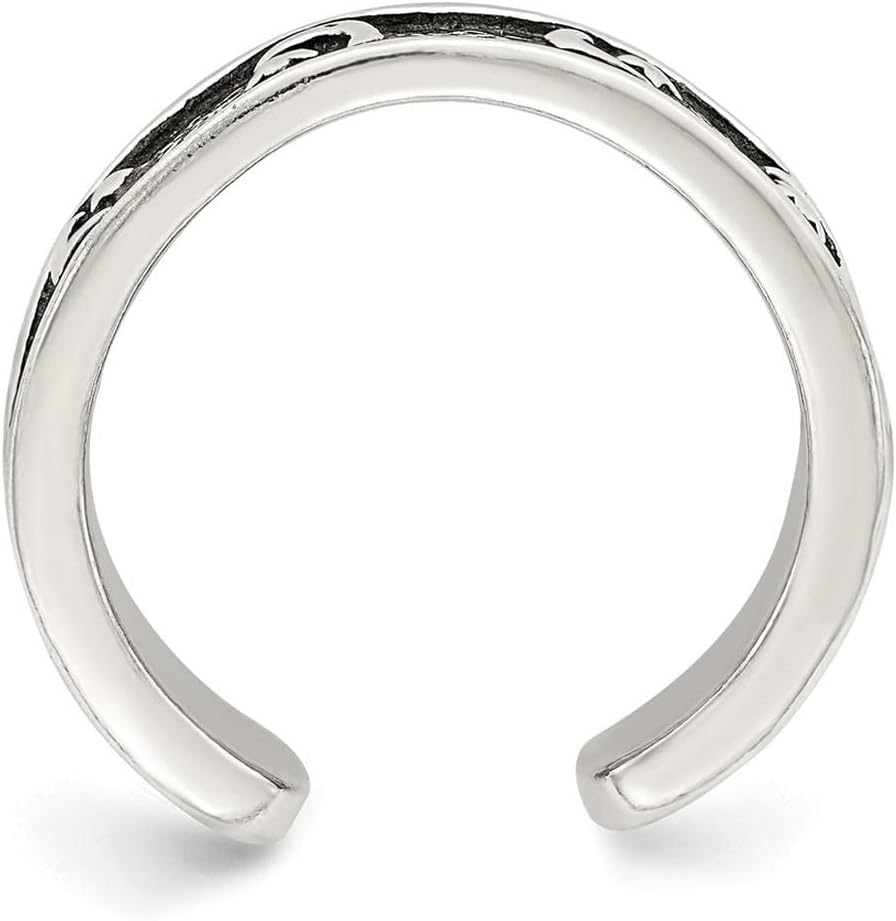 925 Sterling Silver Antiqued Moon & Star Toe Ring
