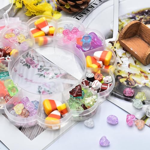 Image of 12 Grids Clear Plastic Bead Storage Containers，XOOBIU Nail Box Storage Case Container, Floral Pattern Flip Top Jewelry Boxes Organizers for Jewelry Making and Crafts，Beads Rings Earrings