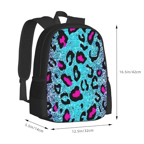 Colorful Leopard Print Backpack Large Capacity Backpacks Leisure Travel Daypack 12.5X5.5X16.5 inch2