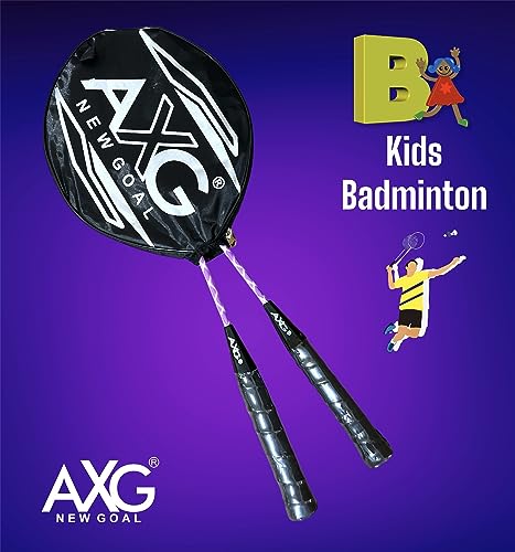 Image of AXG Durable & Stylish Design 2 Racquets with 3 Feather shuttles, net and Cover Badminton Kit (Purple)