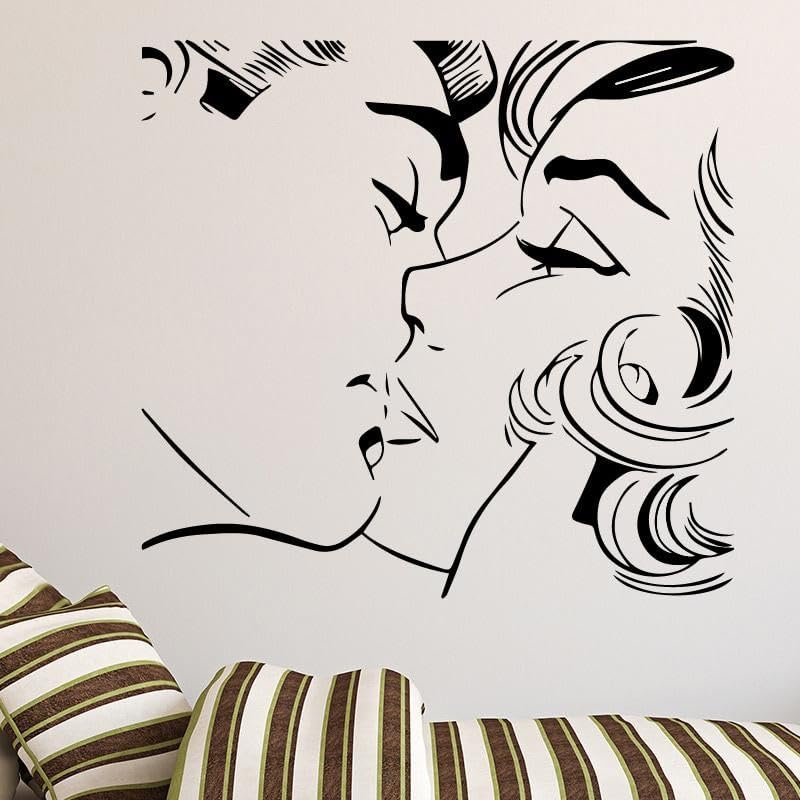 Creative Kiss Art Adhesivo impermeable para pared para sala de estar, habitación de niños, decoración del hogar, 43 x 40 cm