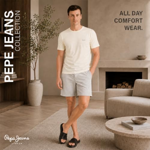 Image of Pepe Jeans Men's Solid 100% Cotton Regular Fit T-Shirt | Classic Everyday Basic Tee for Casual Soft Breathable Cotton Fabric | Round Neck | Short Sleeves | Comfortable All-Day Wear