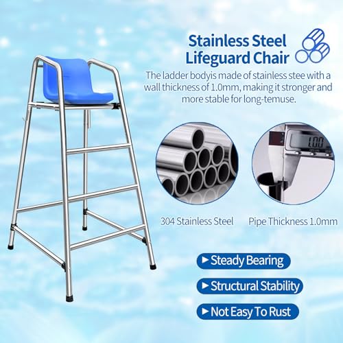silla para guardavidas alta de acero inoxidable 120 cm miniatura 3