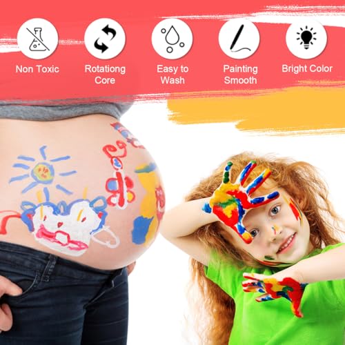Beesjuy 12 Farben Schminkstifte Kit, Abwaschbare Kinderschminke Set, Gesichtsfarben, Sicher und Ungiftig, Einfach zu verwenden, Eltern-Kind-Interaktionen, für Geburtstagsfeie/ Fasching/ Halloween