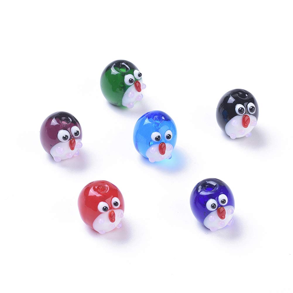 Beadthoven 10pcs 3D Cartoon Owl Beads Handmade Lampwork Glass Beads Jelly Style Animal Spacer Loose Beads for Jewelry Making Keychain DIY Winter Holiday Decoration Embellishment Crafts Hole: 1.8mm