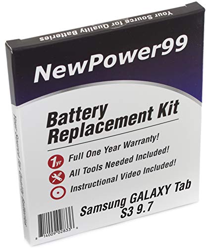 NP99sp NewPower99 Battery Kit for Samsung Galaxy Tab S3 9.7 SM-T820, SM-T825, SM-T827 with Tools, Video Instructions, Long Life Battery