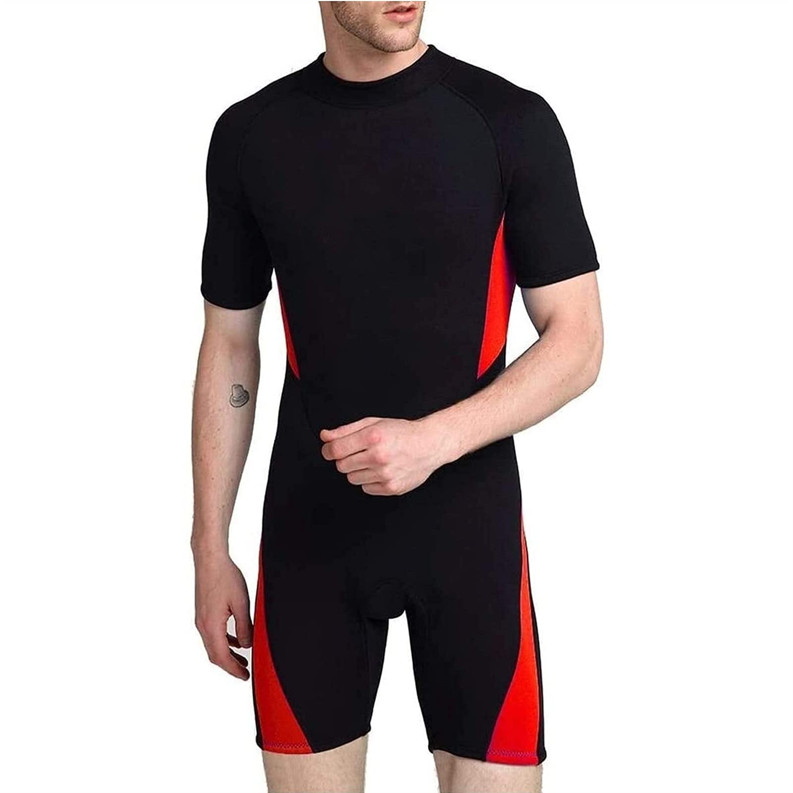 Wetsuits voor heren 3 mm wetsuits met capuchon Premium neopreen shorty duikpakken met ritssluiting voor surfen, snorkelen, duiken, watersporten, A, XL
