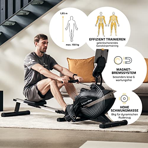 SportPlus | Rudergerät für zuhause| Designed in Germany, klappbar, leises Magnetbremssystem, 8 Widerstandsstufen… – Bild 3