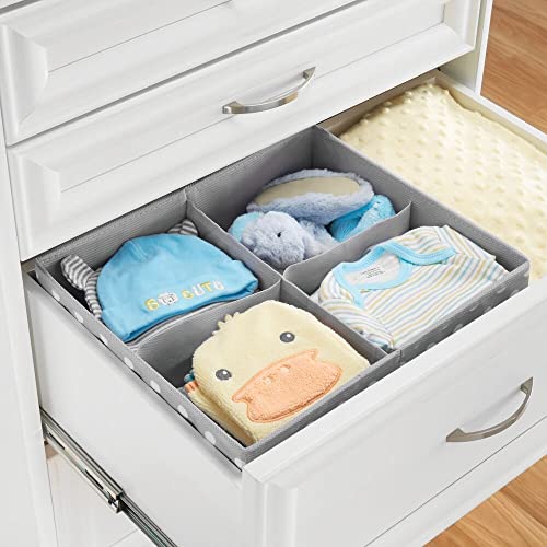 mDesign Soft Fabric Dresser Drawer/Closet Divided Storage Organizer Bins for Nursery - Holds Blankets, Bibs, Socks, Lotion, Clothes, Shoes, Toys - Set of 5 - Gray/White Polka Dot - Image 6