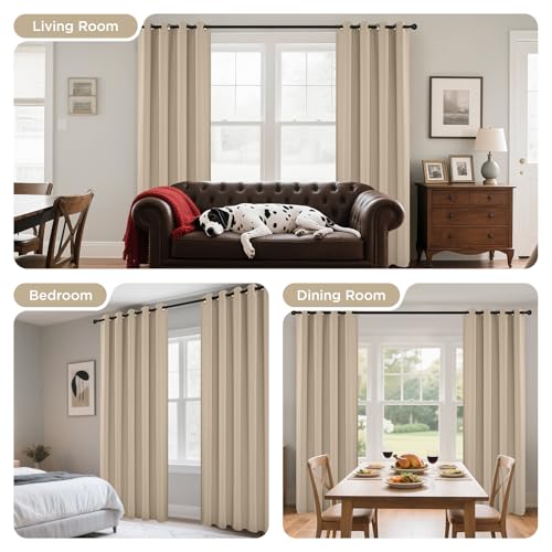 Image of Joydeco Blackout Curtains 45 Inch Length 2 Panels Set, Thermal Insulated Long Curtains& Drapes 2 Burg, Room Darkening Grommet Drapes for Living Room Bedroom Window (W52 x L45 Inch, Light Beige)