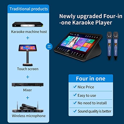 Karaoke Machine, Professional All-In-One Karaoke System, 4T Karaoke Player With 2 Wireless Microphones, 15.6 Inch Capacitive Touch Screen, Youtube, Cloud Song Update Free, Ktv For Home, Party, White #TOP3