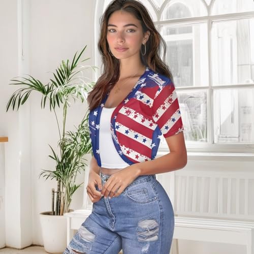 Image of Womens Short Sleeve Bolero Shrug Open Front Knit Cropped Cardigan Shoulder Cover for Dress Cute Casual Knit Cover Up