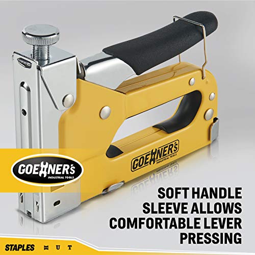 GOEHNER’s Staple Gun with Staples, Heavy Duty Stapler 3 in 1 with 3000 Staples for Upholstery, Wood, DIY Fixing (Staple Gun)