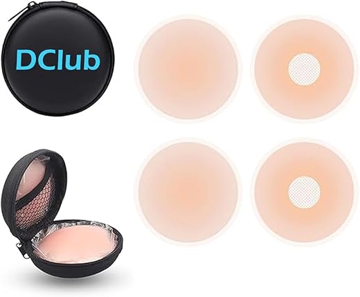 DClub Nipple Covers Reusable Comfortable & Natural, Invisible, Adhesive Silicone Pasties for Women.