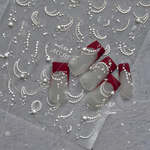 White Pearl Nail Stickers for Nail Art French Tips Nail