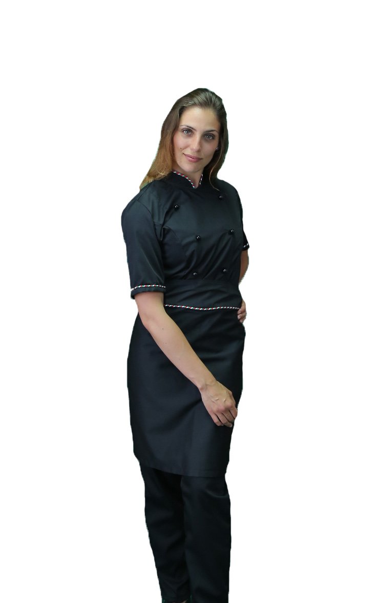 Maglia Donna Ricamo Vari Colori 3 Pezzi Giacca Pantaloni e Grembiule per Cucina Ristorante Made in Italy