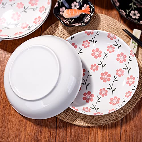 Whitenesser Japanese Dinner Plates Set Of 4, Porcelain Plate Set, Ceramic Plates Serving For Dish,Pasta,Snacks, Chicken Wings #TOP5