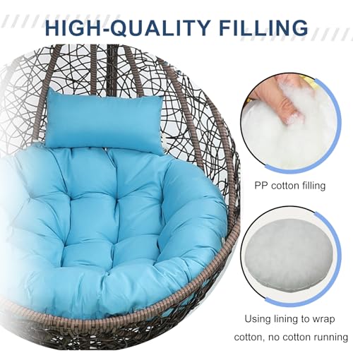 Swing Chair Cushion Soft Thick Egg Chairs Cushion, Includes Head Pillow Breathable Hammock Chairs Hanging Baskets Machine Washable Perfect for Relaxing in Garden Patio or Living Room,NO17,100cm - Image 2