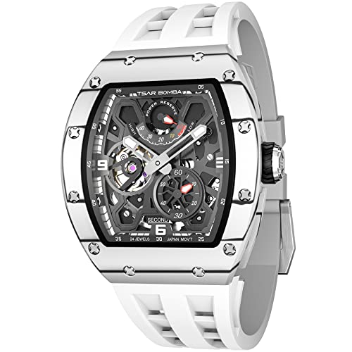 TSAR BOMBA Montres Automatiques de Luxe pour Homme - Fibre de Carbone/Céramique - Mouvement Japonais Verre Saphir - Étanche 50M - Indicateur de Réserve de...