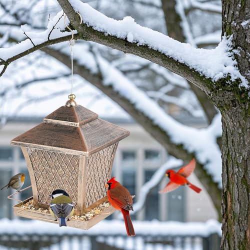 Bird Feeder Outdoors Hanging, 4 lbs Large Capacity Metal Wild Bird Feeders by MYITYARD - Used condition - Image 9