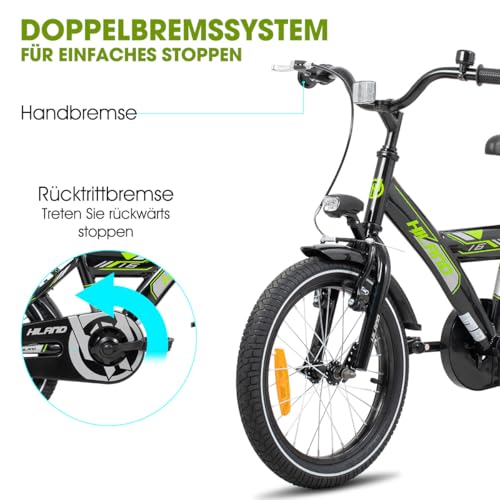 Vélo pour garçon 4-6 ans HILAND avec porte-bagages et double frein noir - 3