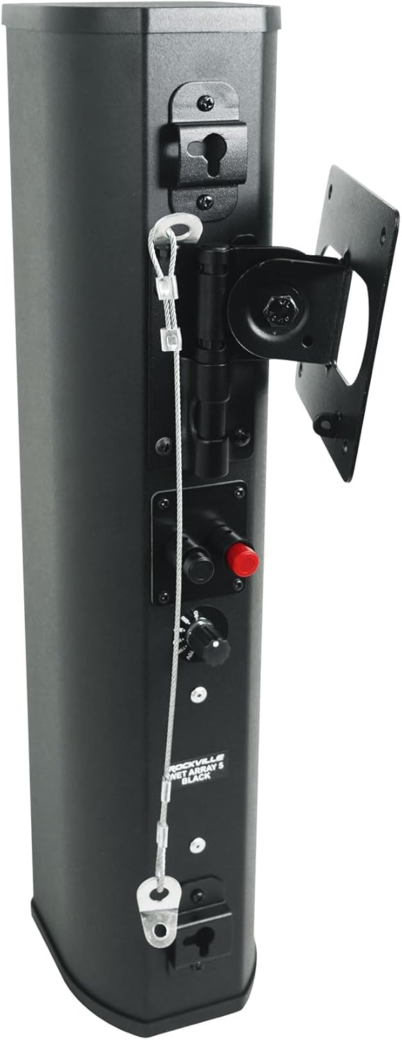 Rockville Wet Array 5 Black 70V 60W Commercial Wall Mount Swivel Column Speaker, 2-Way Line Array Design, IP55 Waterproof, Indoor/Outdoor Use for Restaurants, Churches, Auditoriums (2 Item)