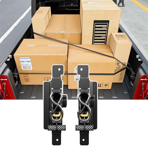 Image of SZYANG 2PCS Retractable Ratchet Straps Compatible with 2020-2026 Jeep Gladiator JT Retractable Tie Down Straps Replacement for 2020-2026 Jeep Gladiator Accessories