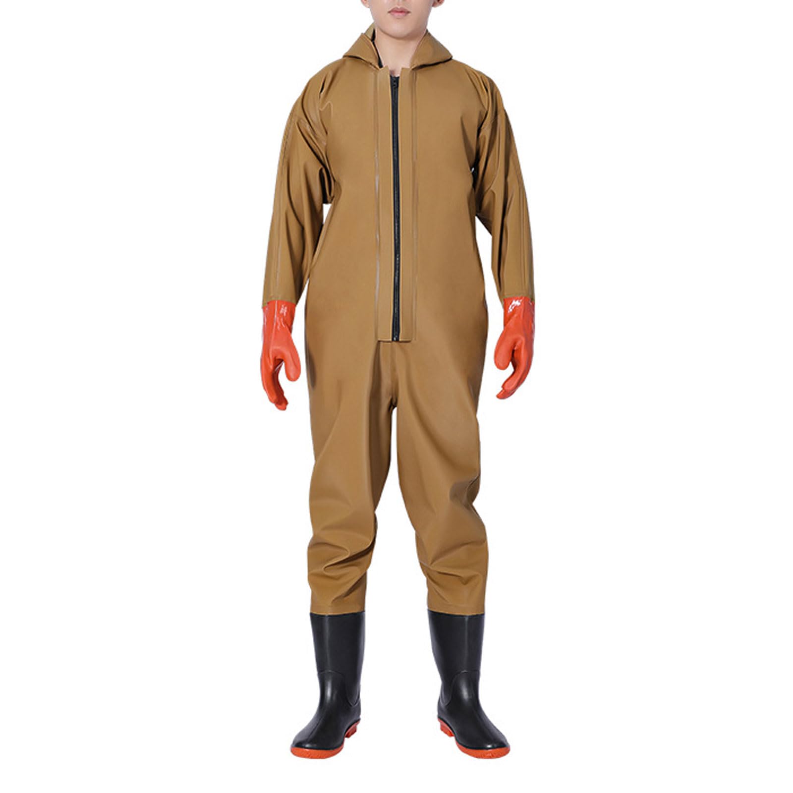Wader da Pesca Impermeabile, Traspirante, Unisex, Completo, for Uomo e Donna, for Pesca a Mosca, Pesca in Mare, Agricoltura, Caccia(Yellow Have Gloves,46 EU)