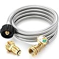 Vicenpal Propane Tank Extension Hose Braided with Gauge and Tank Adapter Converts Pol to Qcc1, Propane Hose Adapter Braided with Gauge for Gas Grill, Stove, Heaters and More Appliances(6 ft)