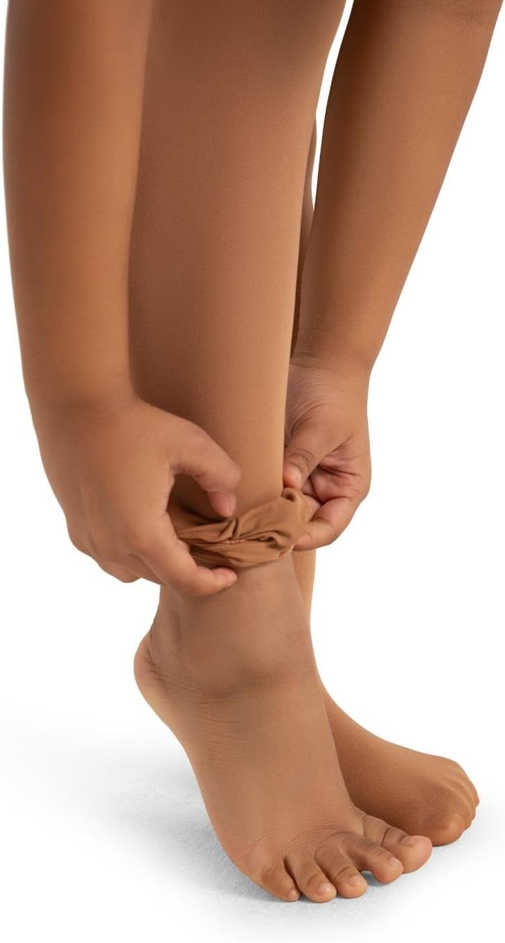 Capezio Ultra Soft Self Knit Waistband Transition® Tight - Girls, Toasted Almond, One Size
