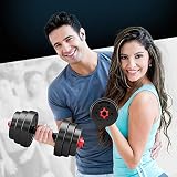 2in1 Hanteln Set 20kg, Hantelset Verstellbar mit Verbindungsstück 400mm, Kurzhantel Set & Langhantel Set in einem für Krafttraining, Fitness für Männer & Frauen
