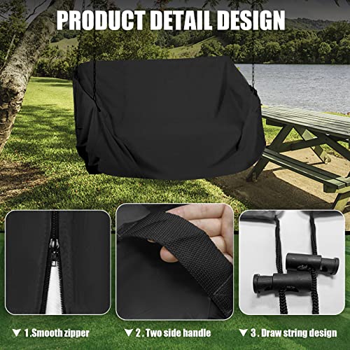 Outdoor Swing Cover Hanging Porch Swing Cover Waterproof 420D For Outdoor Furniture Patio Yard Hammock Swing Chair Cover Replacement Patio Furniture Cover 61X27.5X(35-27.5)Inch Black #TOP3