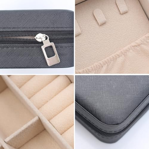 Schmuckaufbewahrung Reise,Schmucktasche,Schmuck Reiseetui,Schmuckschatulle,Kleines Schmuckkästchen,Schmuckaufbewahrung,Reise Schmucketui,Schmuckbox Reise klein für Frauen,Ehefrau,Mutter-Schwarz