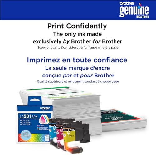Image of Brother Genuine LC501XL3PK 3-Pack High Yield Cyan, Magenta, and Yellow Ink Cartridges (for use with Work Smart 1260, 1360, and 1410 Printers)