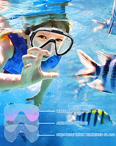 Norabidea Swim Goggles Adult, Anti Fog One Piece Lens Snorkel Diving Goggles, Clear View Tempered Glass Swimming Mask With Nose Cover For Scuba Dive Swim (Black) #TOP3