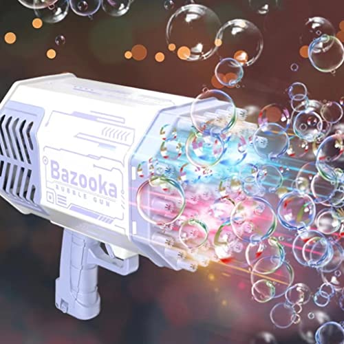 Weidu77 Bubble Gun 69 Holes Electric (Automatic) Bubble Maker, Colorful Light Bazooka Bubble Gun Tik Tok Bubble Maker For Summer Outdoor Party Event (Purple) #TOP4