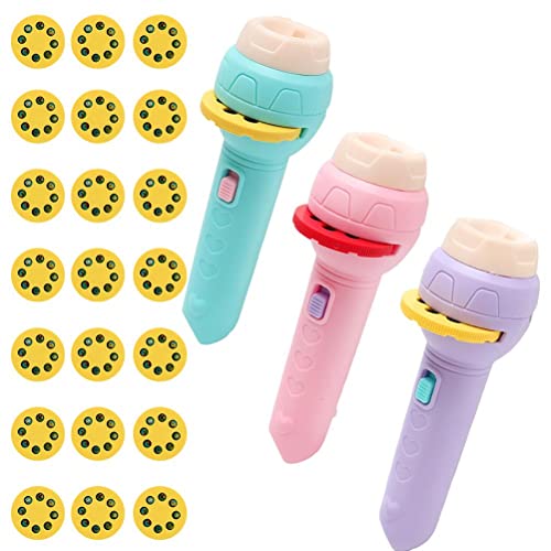 3 Sets Toddler Projection Flashlight, Projector, Slide Lamp Night Light Toy with 56 Images for Kids Boys Girls